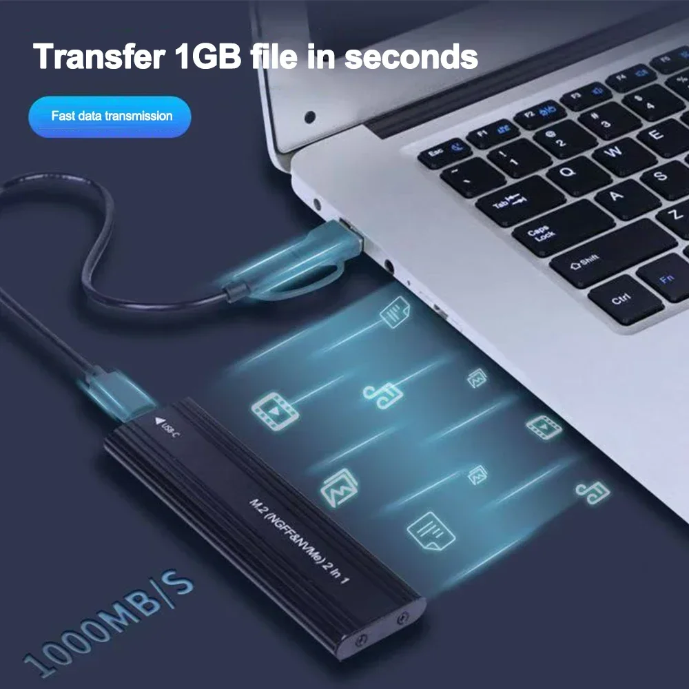 M.2 NVMe SATA SSD Enclosure 10Gbps Single/Dual Protocol M.2 to USB Type C 3.1 SSD External Hard Drive Case Support M Key/B+M Key image 2
