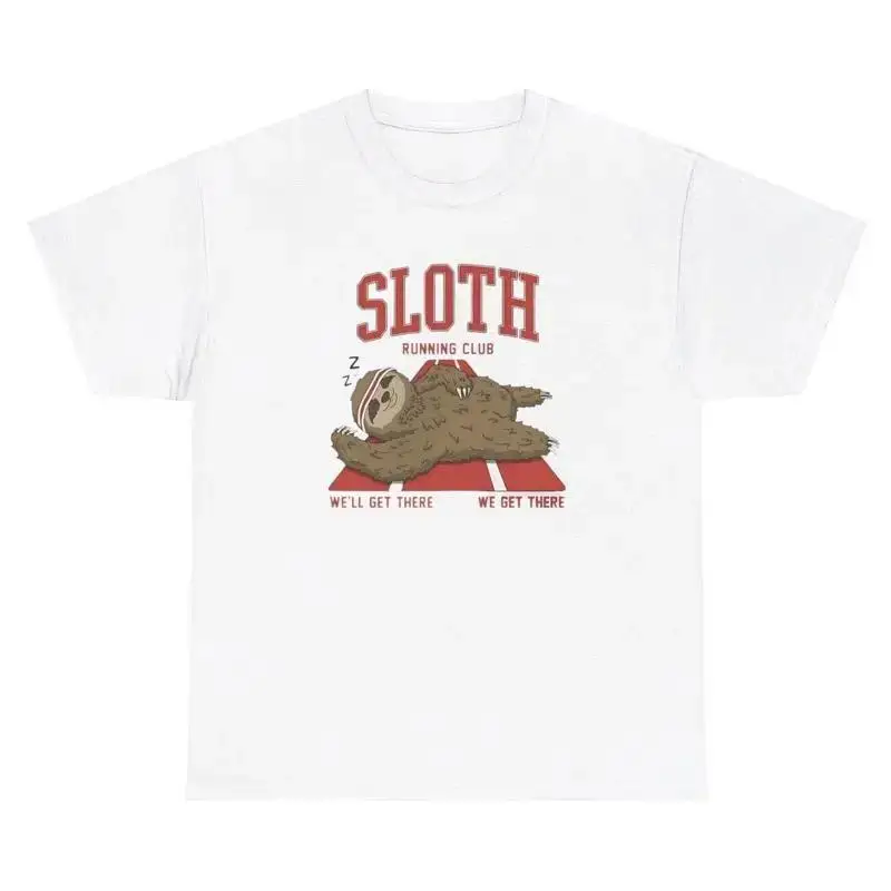 Sloth Running Club T Shirt Funny Slow Run Animal Lover Silly Gen Z Gym Pump Tee