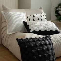 Fodera per cuscino moderna in bianco e nero fodera per cuscino ricamata Jacquard di lusso leggero federe Decorative per soggiorno nordico