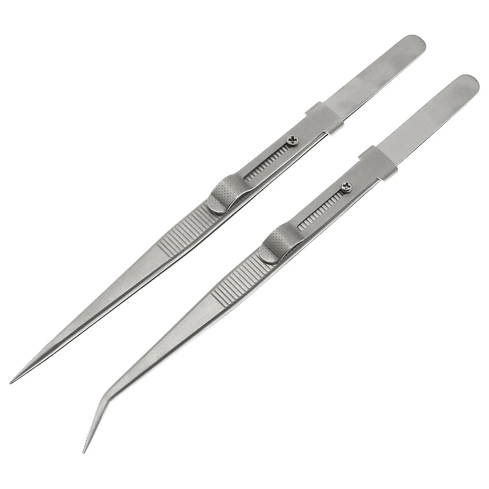 2 Pieces Precision Soldering Tweezer ESD Anti-Static Industrial Electronic Tweezers Tool Set for Jewelry Makeing Craft