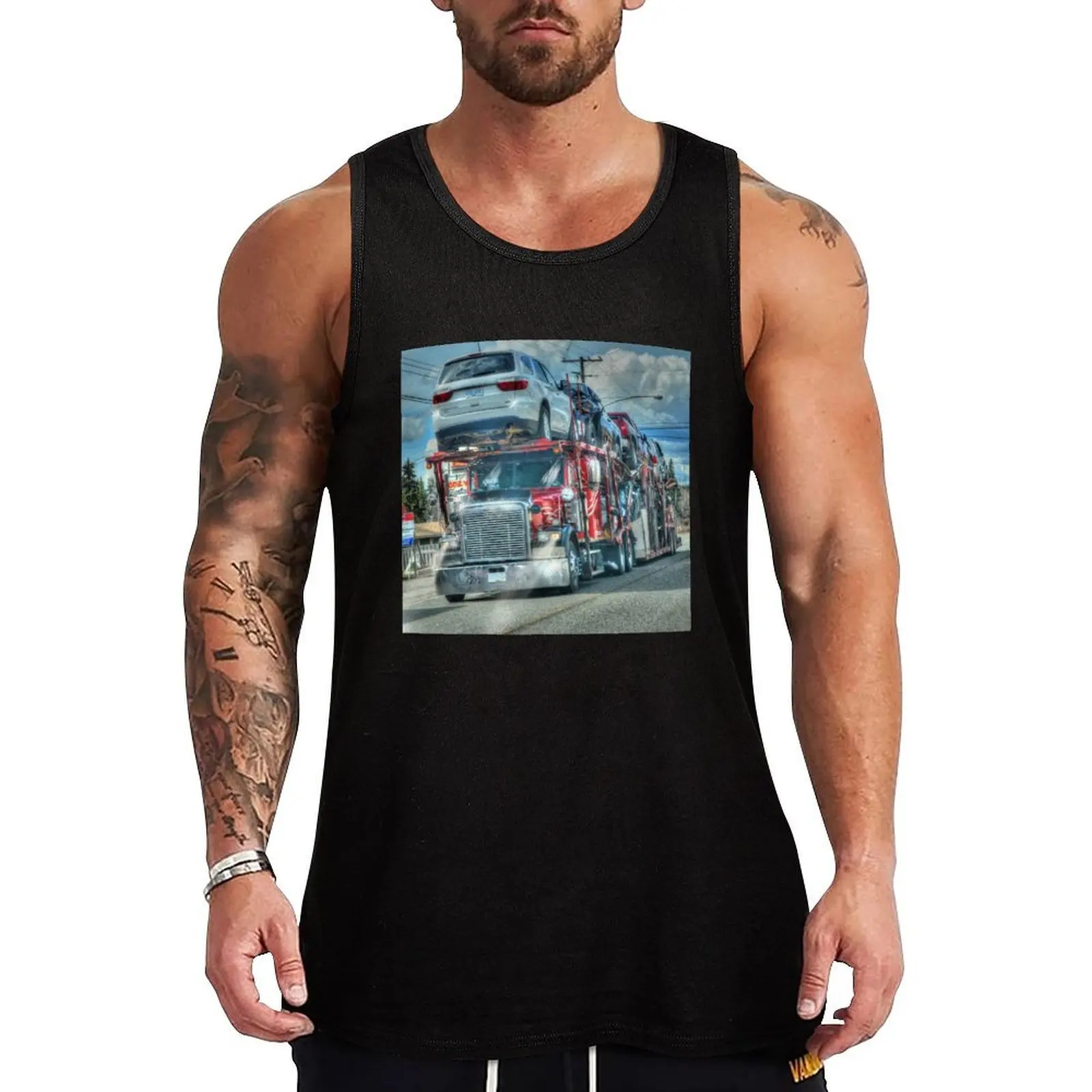 

Red Big Rig Car Transporter Tank Top Men's summer clothes 2025 Men's clothing men clothing