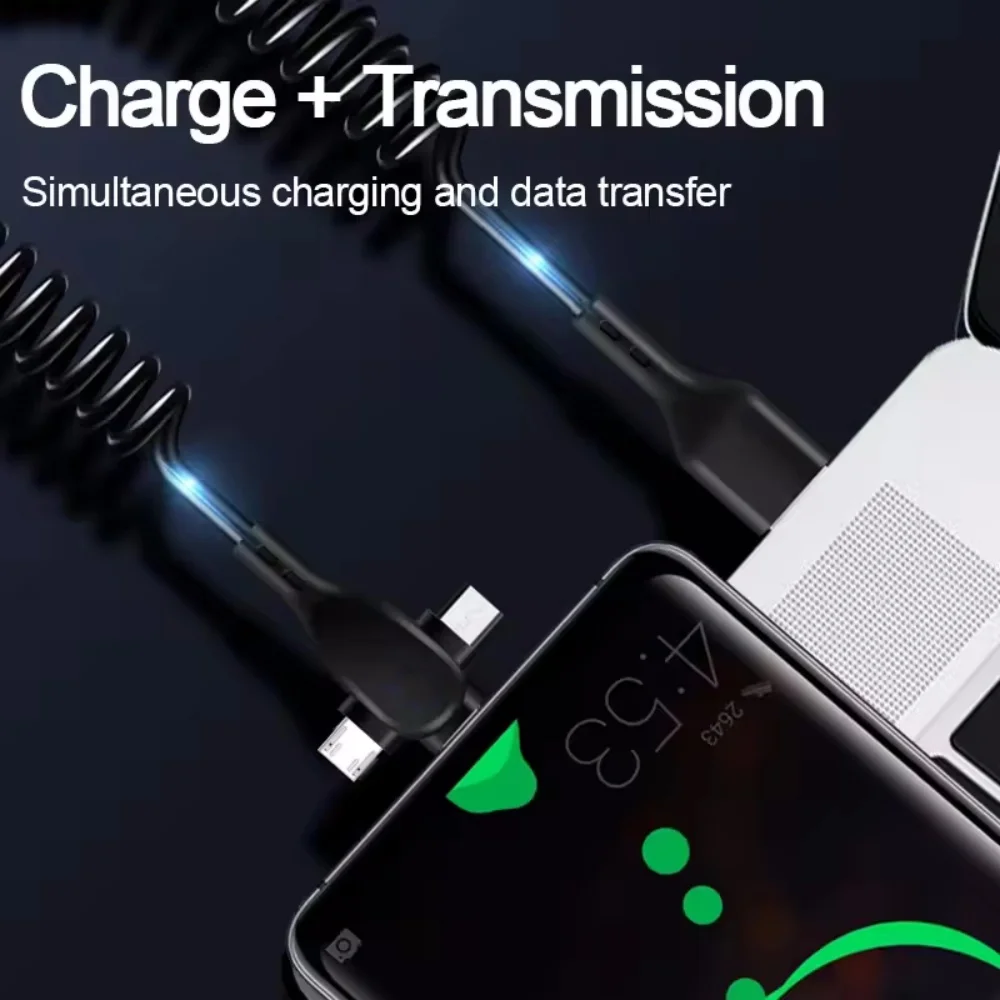 كابل بيانات شحن سريع للهاتف المحمول 3 في 1 بقدرة 120 وات لهاتف آيفون وهواوي وشاومي كابل بيانات زنبركي فائق السرعة قابل للسحب #5