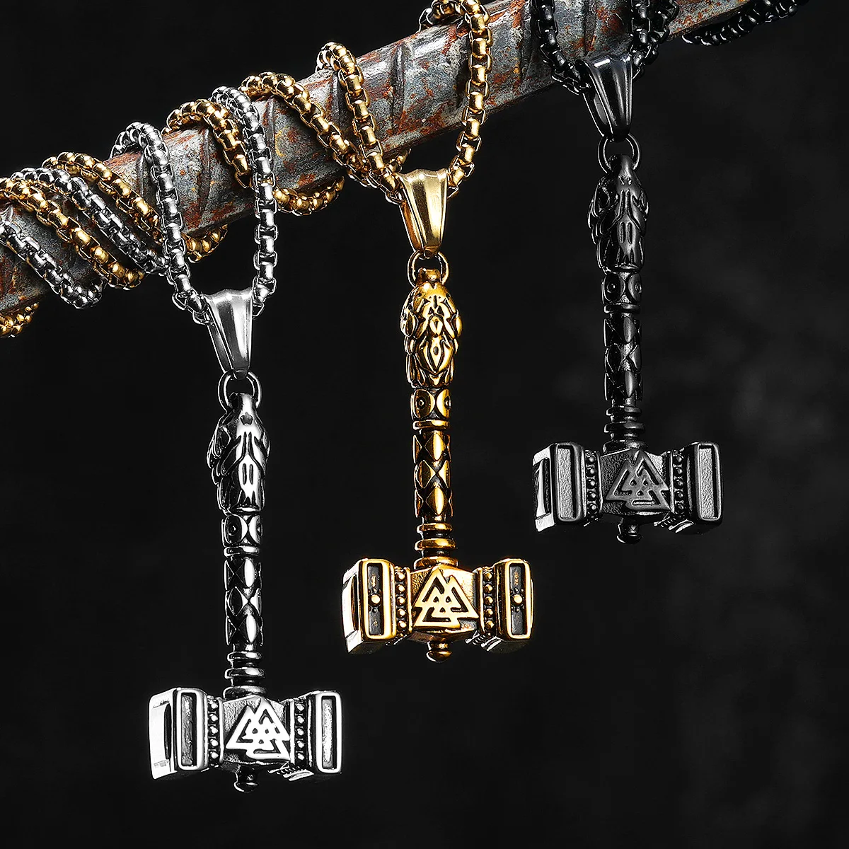 

Viking Thor's Hammer Men Necklaces Stainless Steel Pendant Chain Women Punk Fashion Jewelry New In Accessories Gifts Wholesale