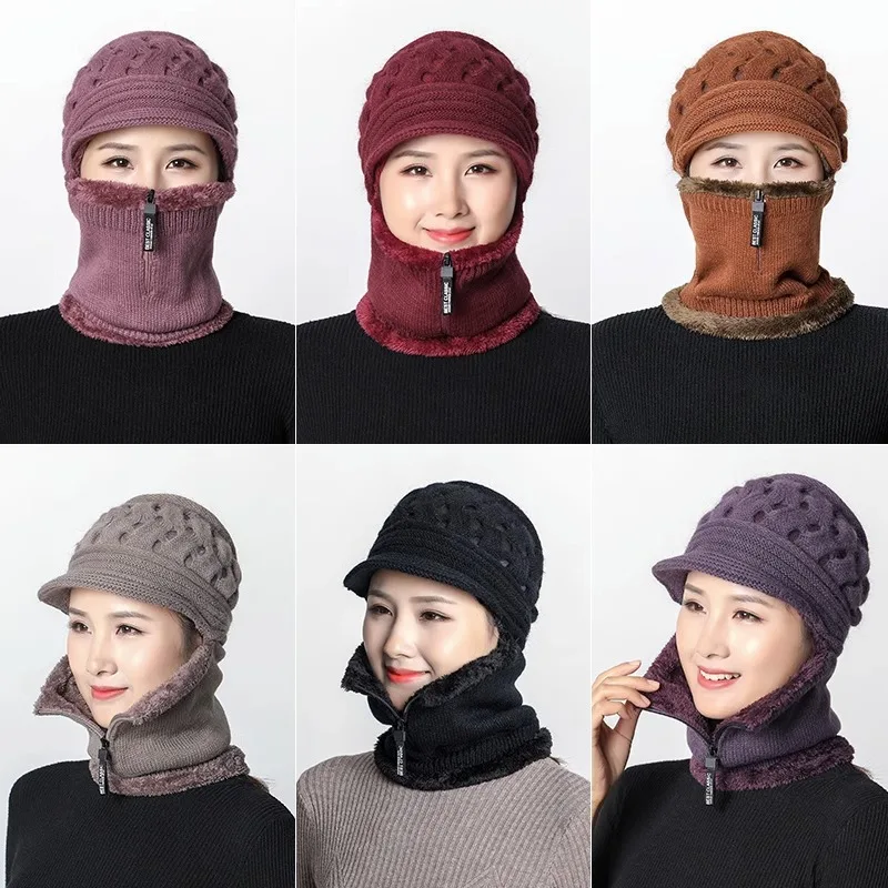 Cappello da donna in maglia spessa con Cashmere, collo a berretto, caldo e freddo, inverno, nuovo