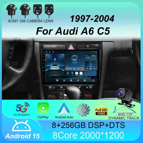안드로이드15 아우디 A6 C5 1997-2004 S6 2 1999-2004 RS6 1 2002-2006 GPS 네비게이션 멀티미디어 비디오 플레이어 카 라디오 스테레오
