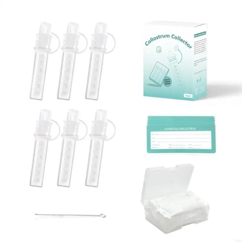 D5QA 6PCS 6ml Tubo alimentazione del colostro Contenitore stoccaggio del latte materno Contenitore portatile del