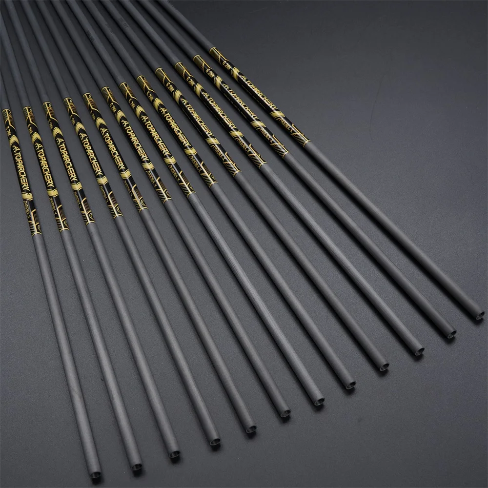 Fotografia 3: 12/24 pçs eixo de seta de carbono puro para tiro com arco e identificação de caça 6.2mm Spine300-600 diy caça ao ar livre tiro acessório de seta