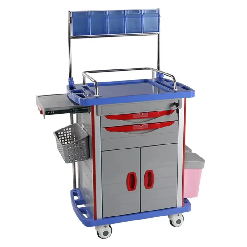 

Plastic Emergency Trolley Dressing Medical Resuscitation Crash Cart Trolley with Casters 2026
