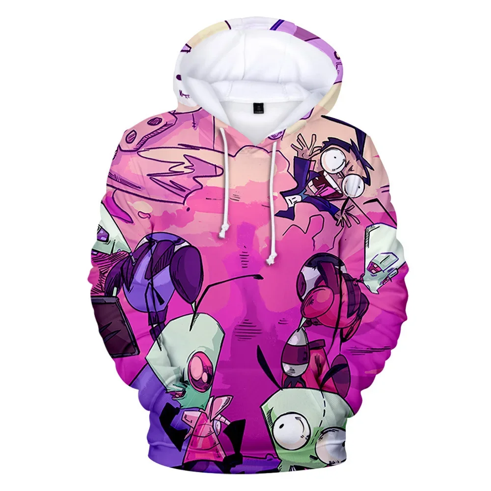 Anime Invader ZIM Cosplay Alien Gir Doom 3D Digital Print Hoodies Jacket Coat Hooded Pullovers Sweatshirts Halloween Costume