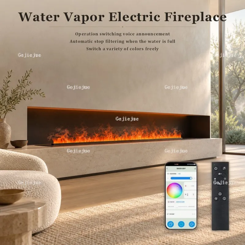 3D Vapor Fireplace Insert Flame Unit for 55 To 75 Inch TV Walls, Custom Size Options,Low Water Use Anti-Mold / Self-Draining
