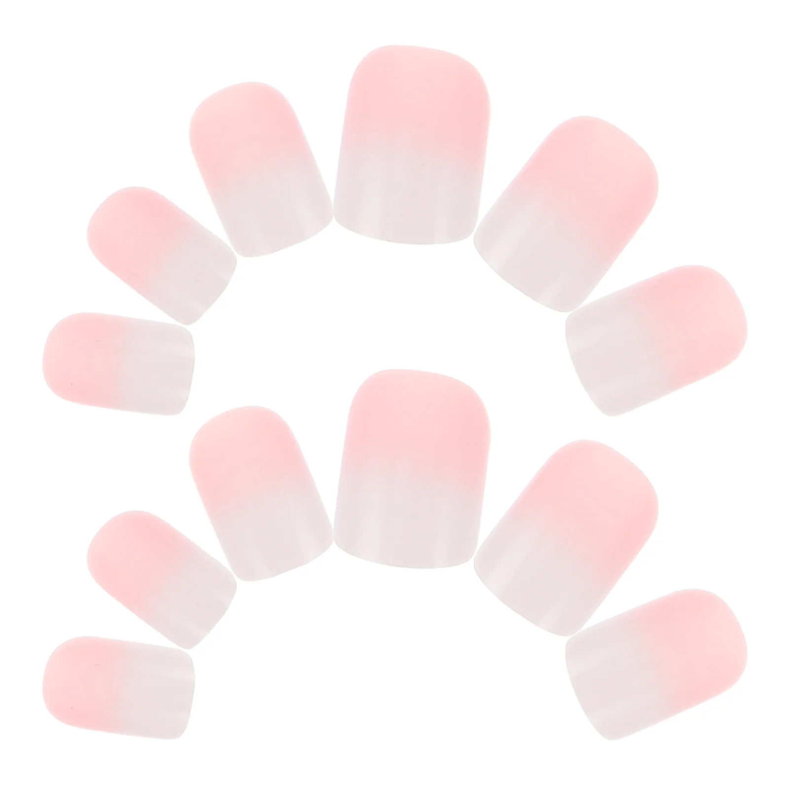 24 szt. 6 Zestawów Paznokci Sztucznych Krótkie Kwadratowe Pełne Pokrycie Różowy Gradient Sztuczne Paznokcie Dla Kobiet Manicure Ślubne Przedłużanie Paznokci Na Imprezę