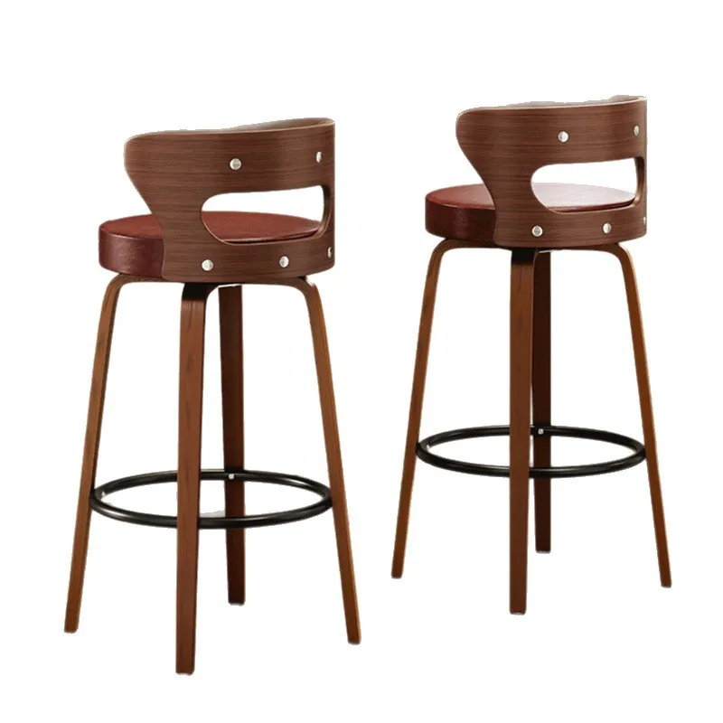 

Retro backrest high stool light luxury home kitchen cafe front desk bar stool
