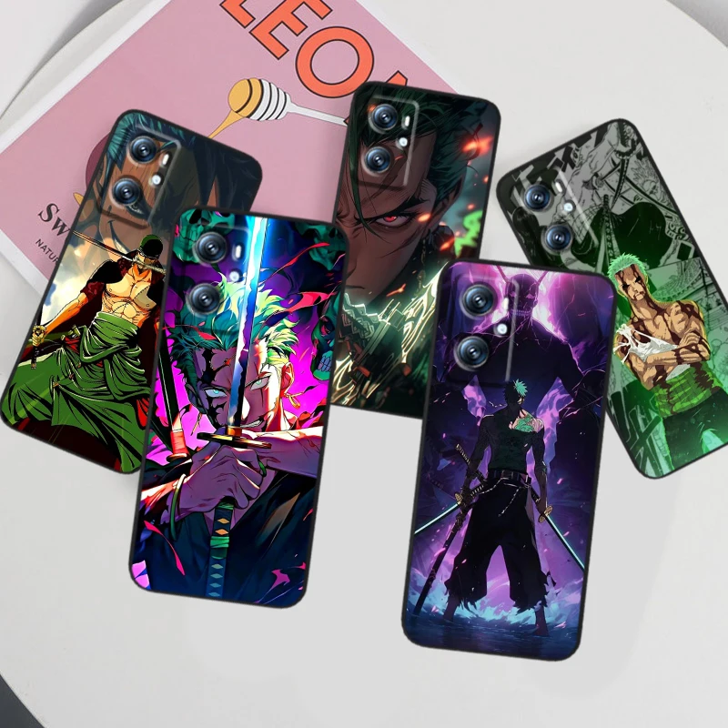 Zoro Anime One Piece Cartoon For OPPO Find X6 X5 X3 A54S A5 A94 A16 A53S A57 A74 A72 A98 A78 A96 A9 5G Black Soft Phone Case