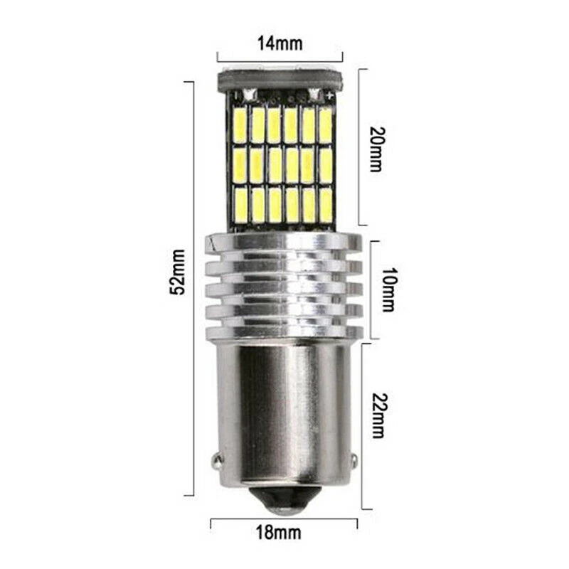 ไฟท้ายเบรครถ6000K ไฟท้ายรถแคนบัส15 SMD BA15S สีขาวพลังงานสูง P21W 1156LED 4X