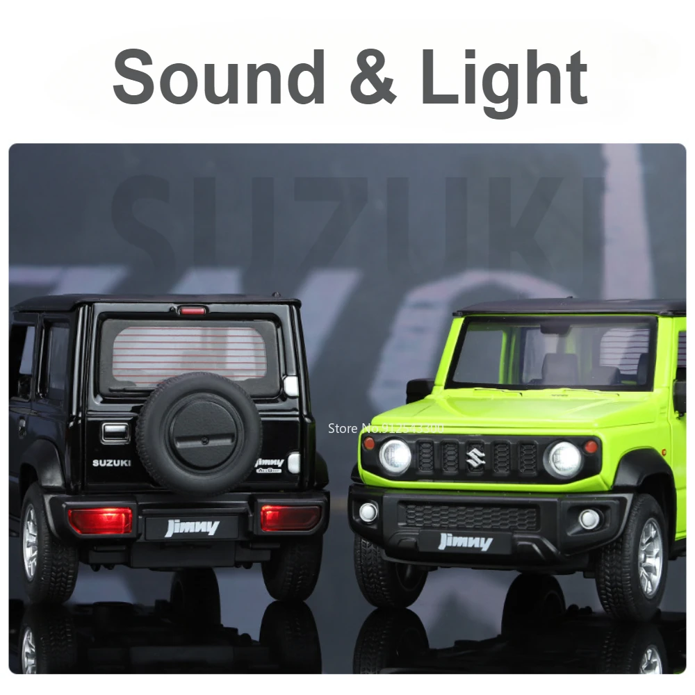 1:24 Suzuki Jimny Cruiser LC80 modelo de coche de juguete puertas de aleación fundidas abiertas tirar hacia atrás sonido luz modelos de vehículos regalos para niños