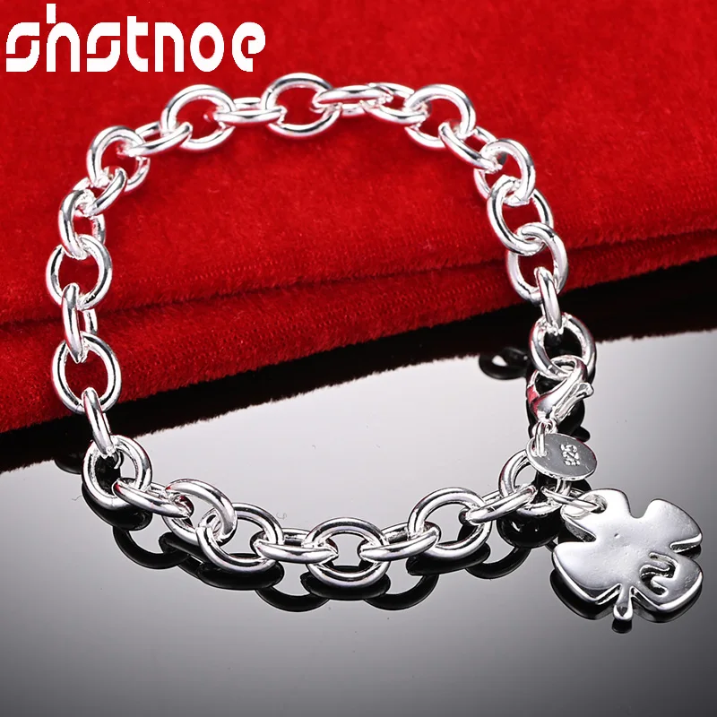 SHSTONE 925 Sterling Silver Lucky Number 5 Pendant Chain Bracelet For Woman Wedding Accessories Party Birthday Fashion Jewelry