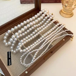 French Vintage Large Pearl Necklace Fashionable Luxury and Elegant Charm Collar Chain Simple and Versatile Necklace for Women