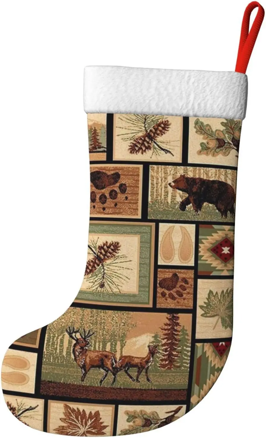 Wild Animals Print Cute Christmas Stockings,Soft Xmas Santa Stockings for Holiday Decor Supplies view 3
