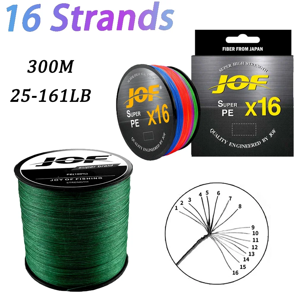 High Strength 16 Strands Original Braided PE Fishing Line 25-161LB Super Multifilament Fishing Cord Heavy Strength 0.16-0.7mm