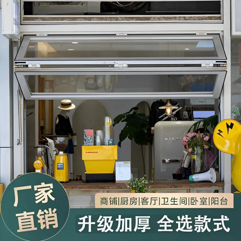 Custom. Internet Celebrity Folding Window Custom Bar Balcony Milk Tea Kitchen Integrated Simple Self-Installation Aluminum Alloy