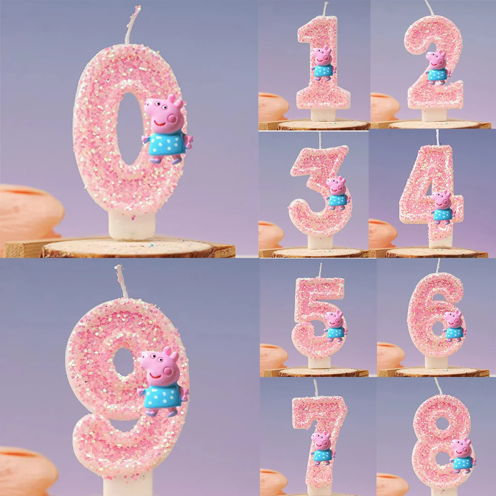 Peppa Pig Anime Candle Cute 3D 0-9 Number Page Cartoon Character Party Cake Plug-in Birthday Cake Decoration Gift