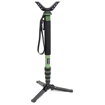 Aluminum Shooting Hunting Monopod Adjustable Green Shooting Stick Professional Gun Rest with V Yoke Holder for Hunting Outdoors
