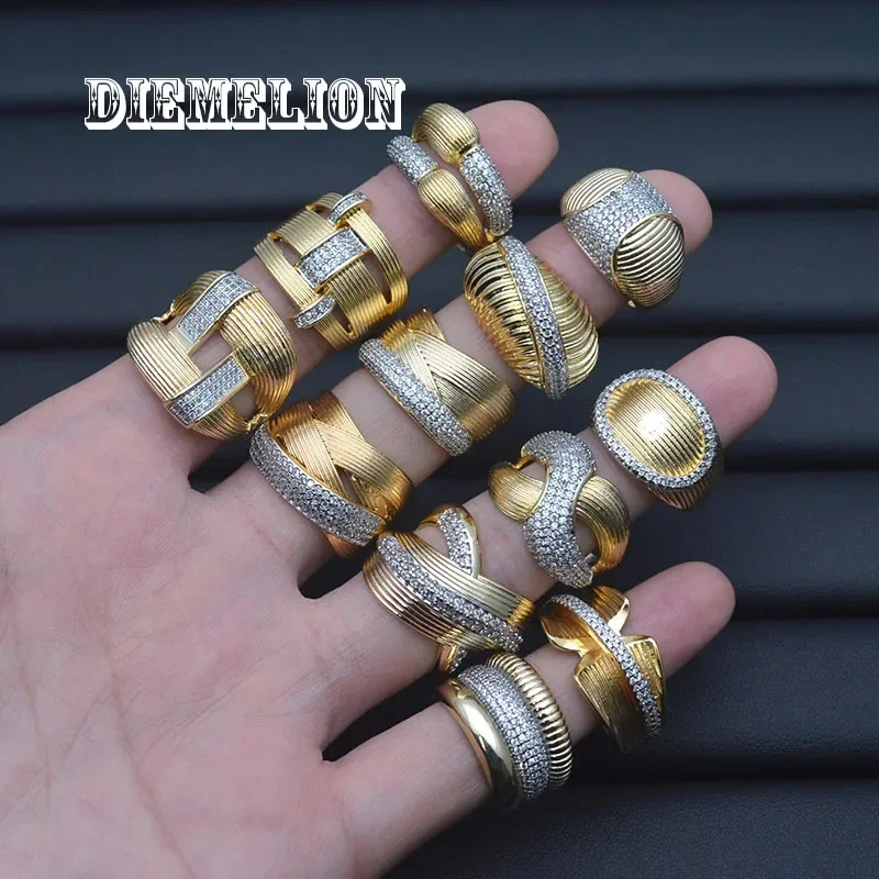 

1Pc New Arrivals Women's Two-tone Fashion Zircon Multilayer Rings Luxury Design Wire-drawing Craft Fashion Delicate Lady Jewelry