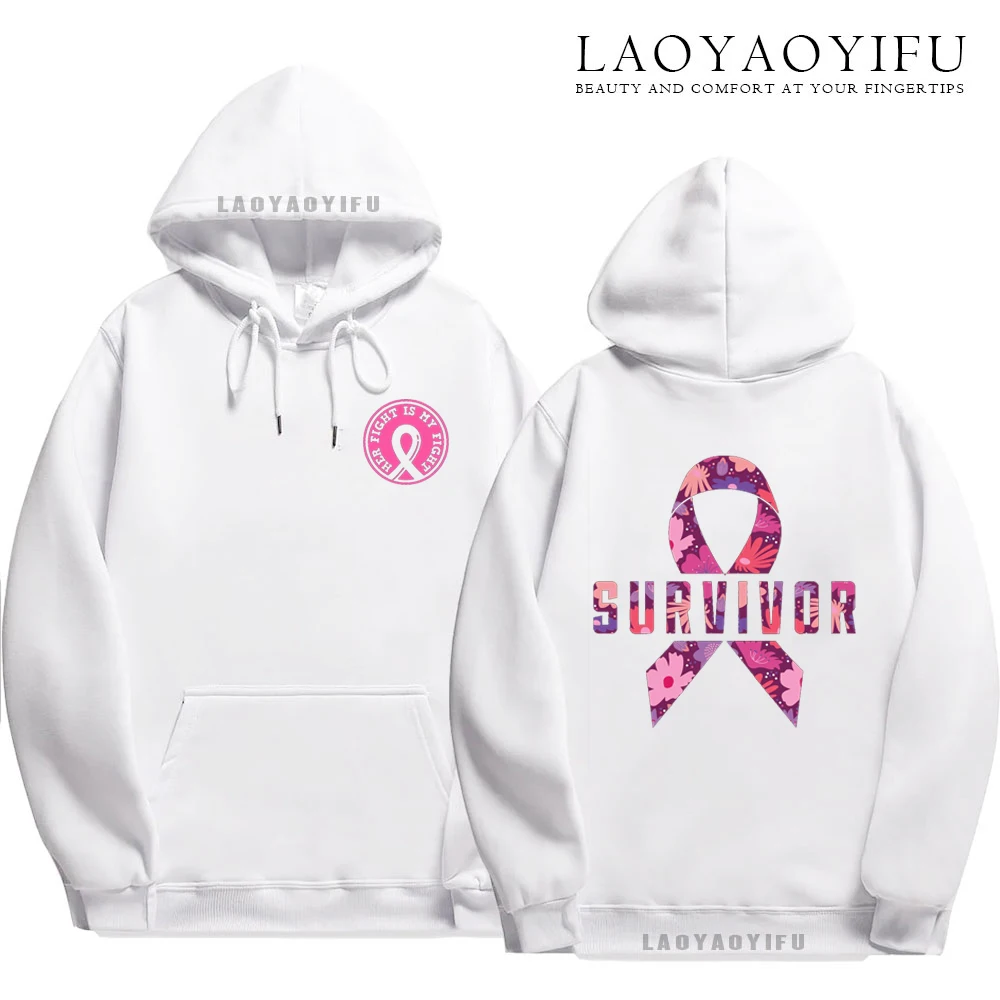 ‌Pink Ribbon October Hoodie Unisex Breast Cancer Survivor Support Winter Party Outfit Sudadera Hombre Y2k Clothes Long Sleeve