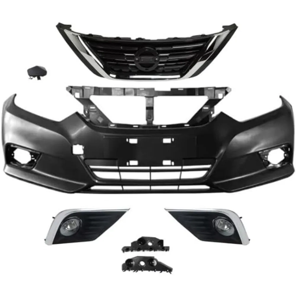 

Комплект бампера без отверстий для датчика подходит для Nissan Altima SL SR S SV Sedan 2016, 2017, нижняя решетка и противотуманная фара