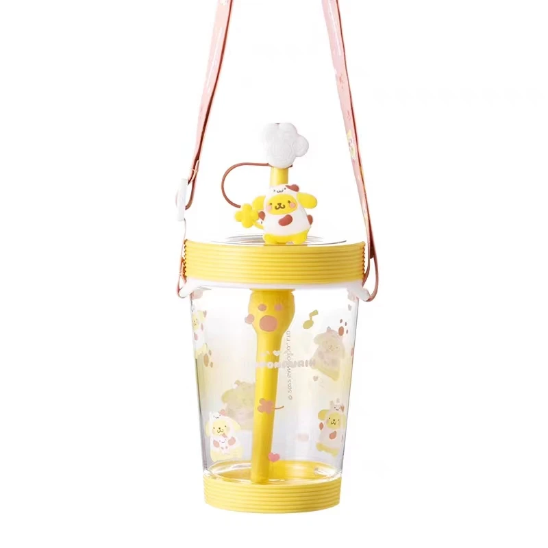 Miniso Cartoon Sanrio bunte begleitende Serie niedlichen Mymelodie Riemen Stroh Tasse große Kapazität tragbare Pochacco Wasser Tasse Geschenk