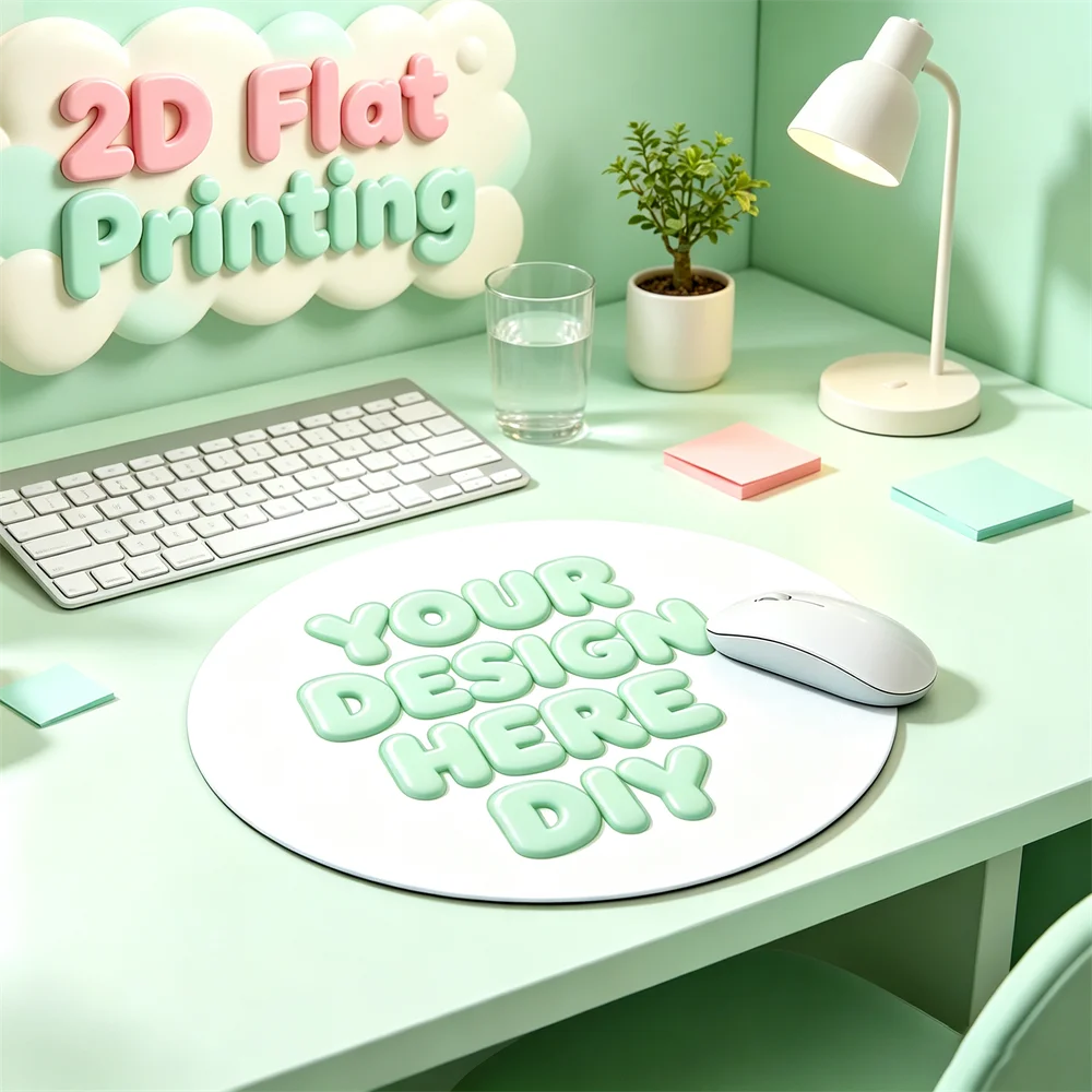 Custom round Mouse Pad Personalized Circular Desk Mat with Non-Slip Rubber Base Printed Photo & Text