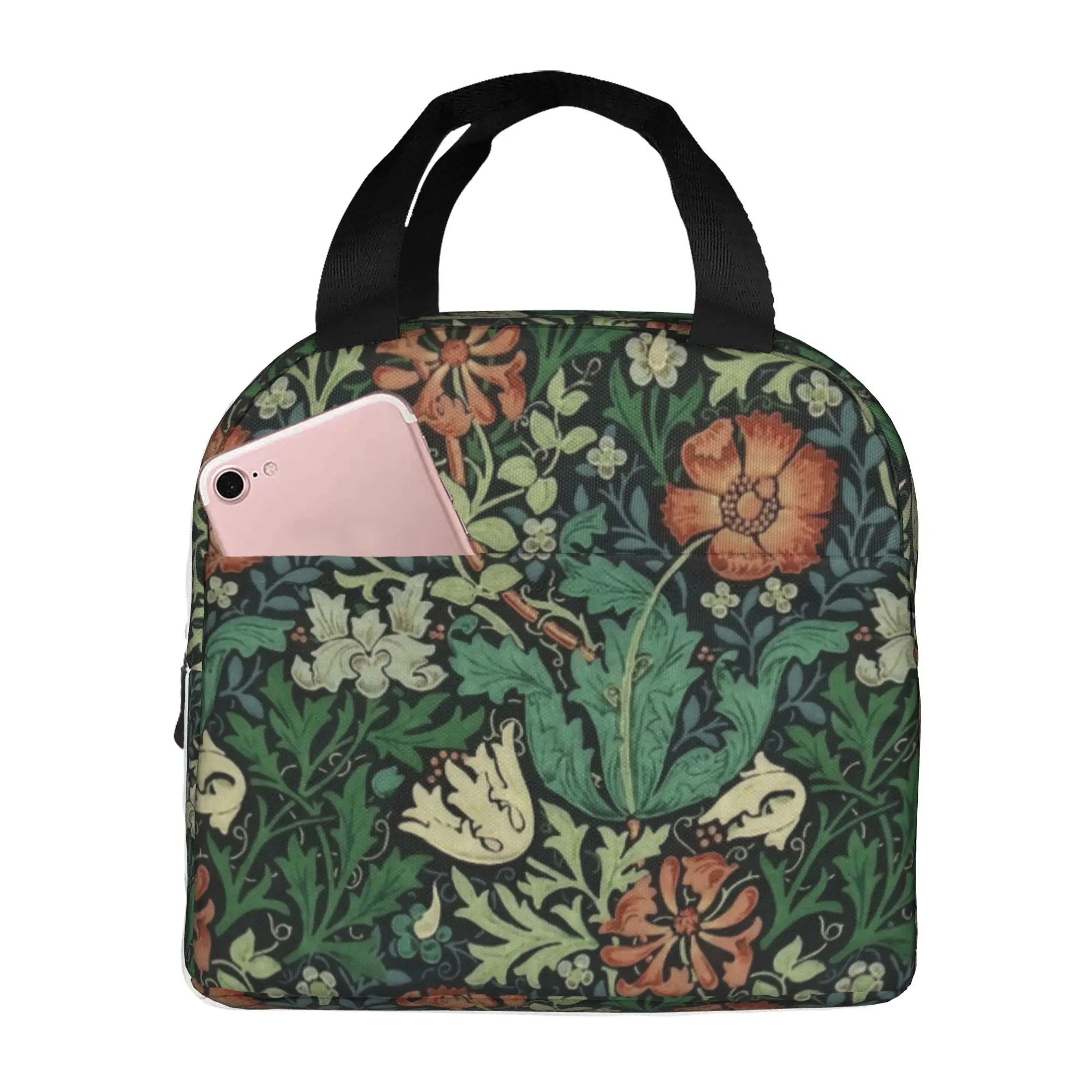 lancheira-reutilizavel-william-morris-para-mulheres-a-prova-d'agua-com-padrao-textil-bolsa-termica-isolada-para-alimentos-para-trabalho-no-escritorio