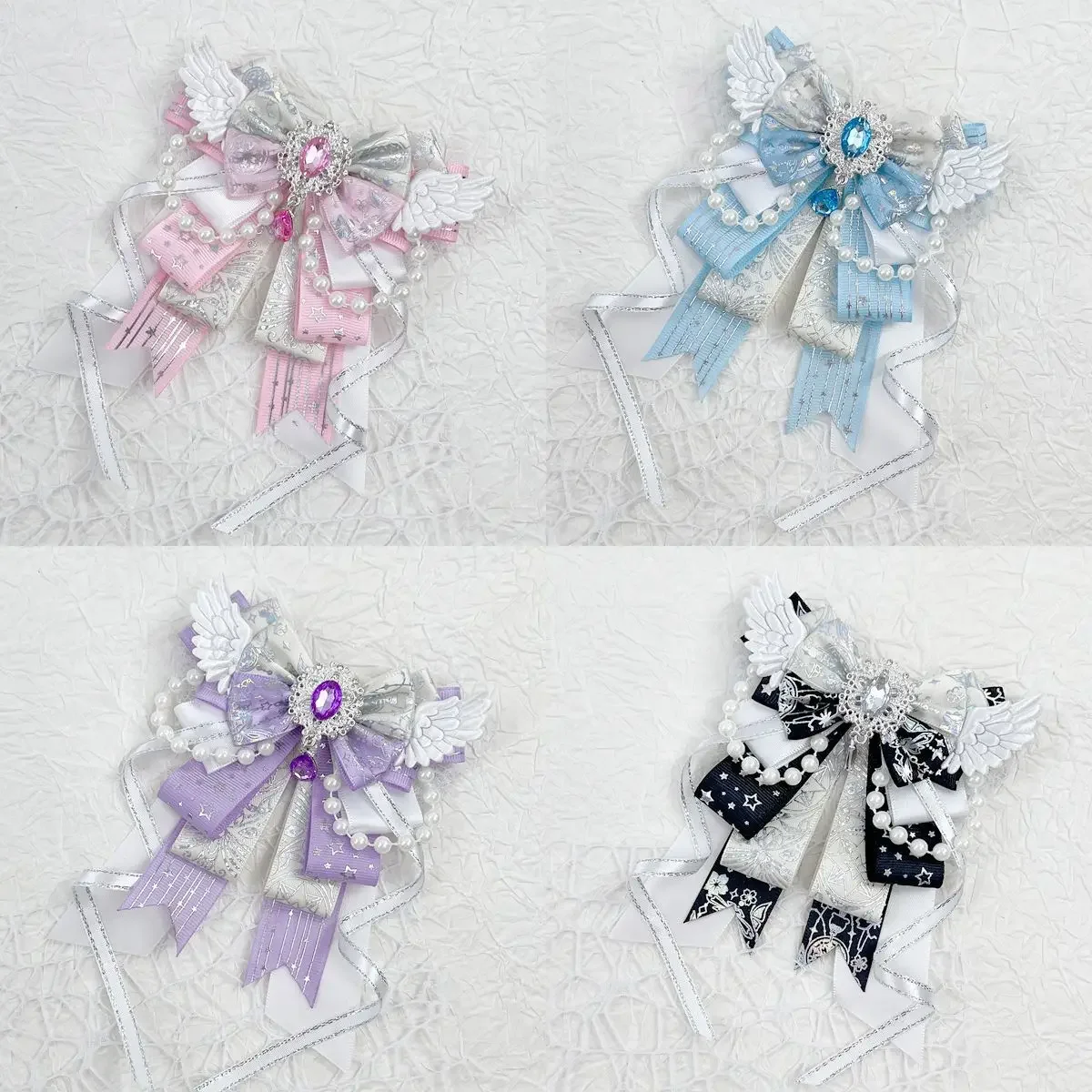Aksesoris Tongkat Lampu Konser, Pita, Sayap Malaikat, Klip Dasi Kupu-kupu Wanita, Buatan Tangan Asli, DIY, Tas Lolita, Pakaian, Kerah, Bunga