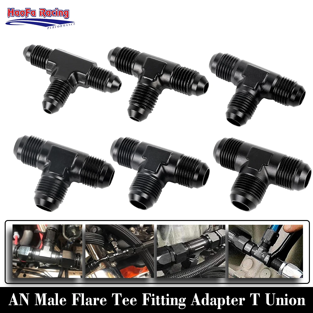 

Universal AN3 AN4 AN6 AN8 AN10 AN12 Aluminum Hose Fittings Connector Male Flare Tee Fitting Adapter T Union Tee On Side Thread
