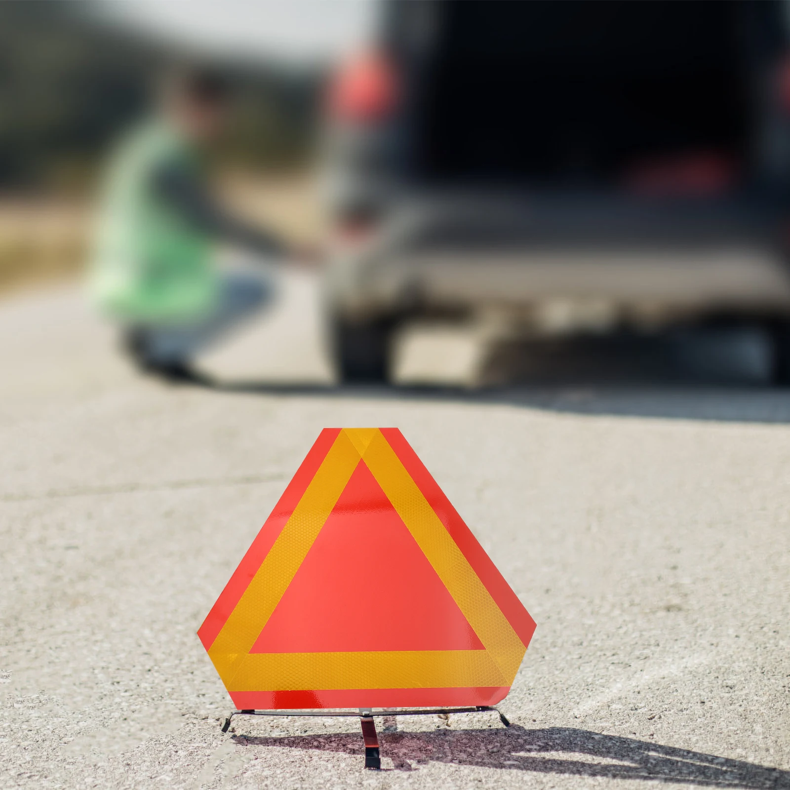 2pcs Triangle Reflectors Slow Moving Vehicle Sign Aluminum Emergency Traffic Safety Signs Reflective Metal Warning Sign Night