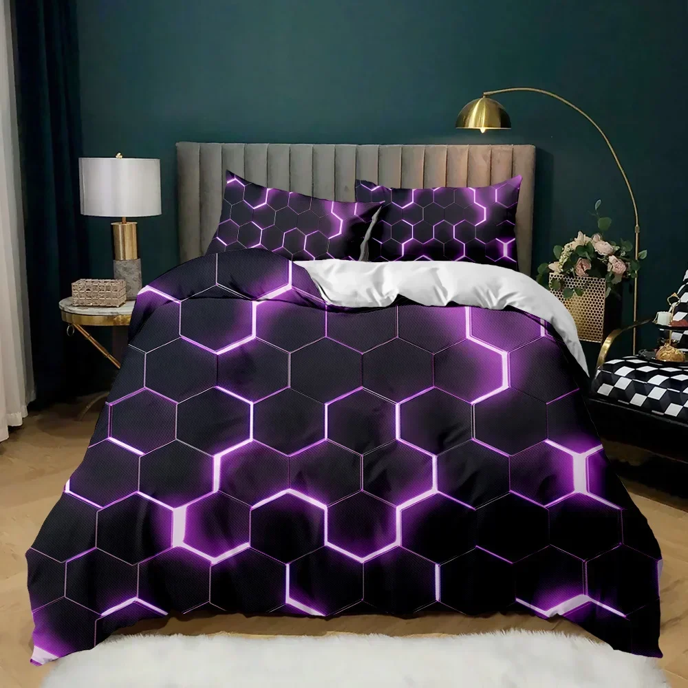 

Geometric Multicolor Honeycomb Hexagon Comfortable Duvet Cover Pillowcase Bedding Set Children Bedroom Decoration Home Textile