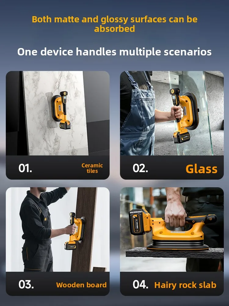 Automatic Lithium Electric Tile Glass Vacuum Lifter Strong Adsorption Construction Fixing Handling Tool