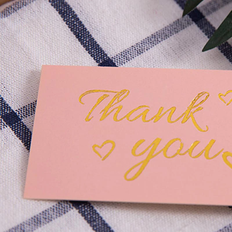 50pcs Pink Thank You for Supporting My Small Business Card Thanks Greeting Card Appreciation Cardstock for Sellers Gift