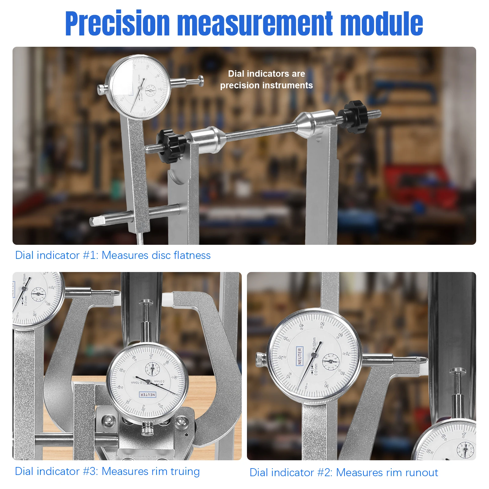

Bike Wheel Alignment Repair Tool Aluminum Alloy Bicycle Wheel Repair Tool with Dial Indicators for Professional Mechanics