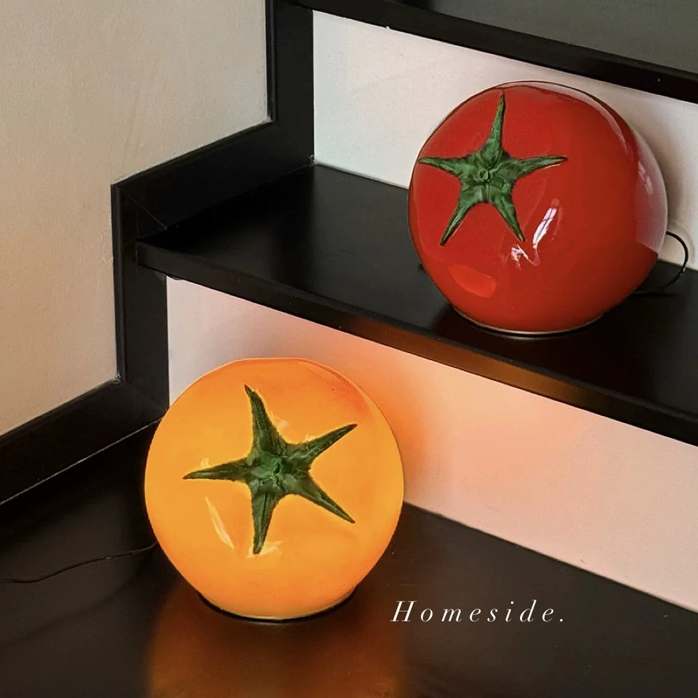 Tomato atmosphere lamp, bedroom bedside glass night light table lamp decorative ornaments