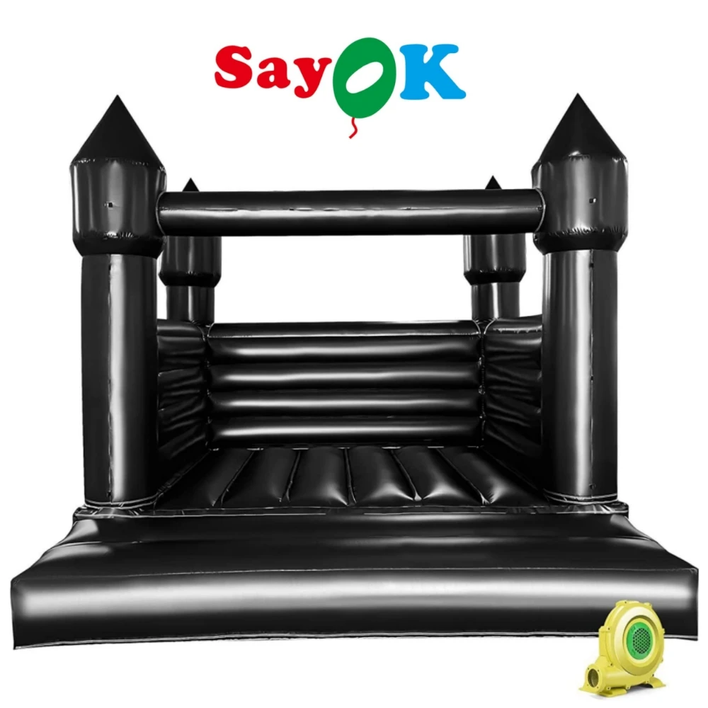 

SAYOK 13ft Black Inflatable Bounce House PVC Inflatable Bouncy Jumper with Air Blower for Outdoor Backyard Wedding Show Party