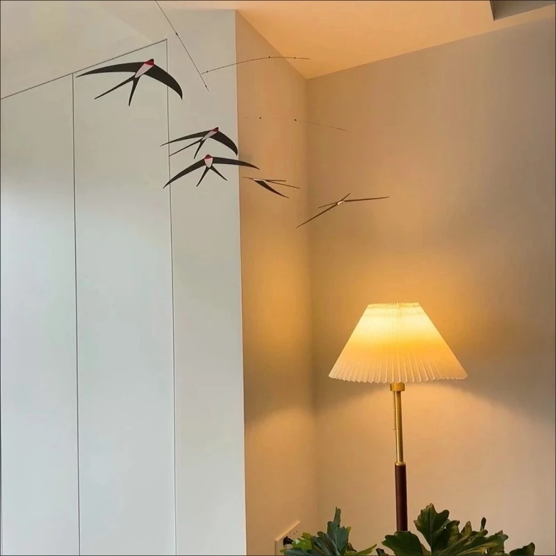 Nordic Silent Wind Chime Danish Swallow Air Balance Pendant Flying Bird for Kindergarten Kids Room Living Room Decoration Gift - view 6