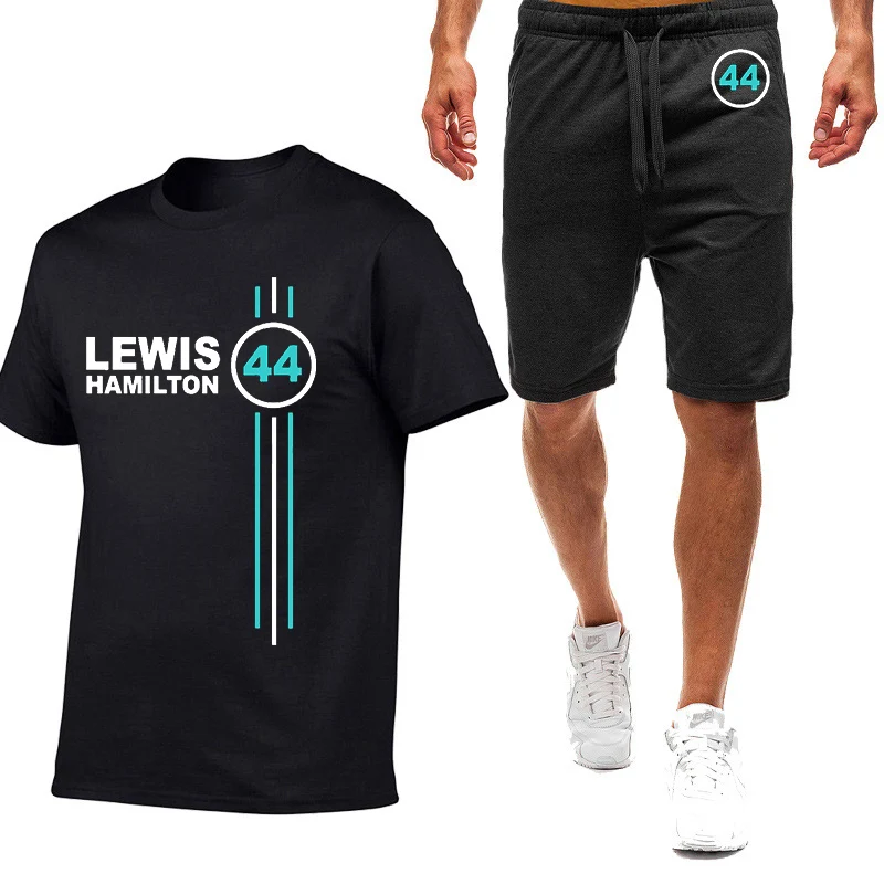 

F1 Driver Lewis Hamilton Digital 44 Summer Men Nine Color Short-sleeved T-shirt Simple Comfortable Casual Trendy Movement Suit