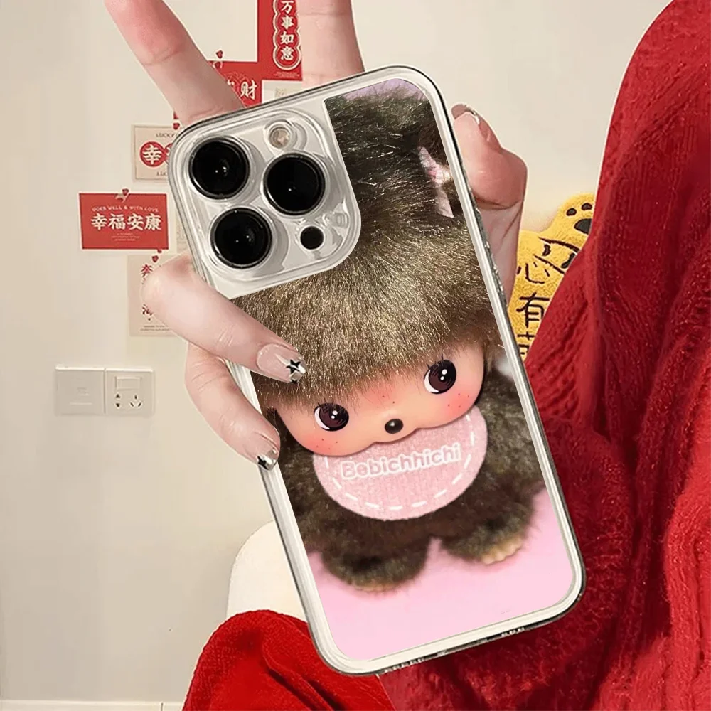 귀여운 M-몬치치 폰 케이스, 아이폰 12 11 13 14 15 16 17 미니 맥스 프로 플러스용 충격 방지 소프트 투명 백 커버