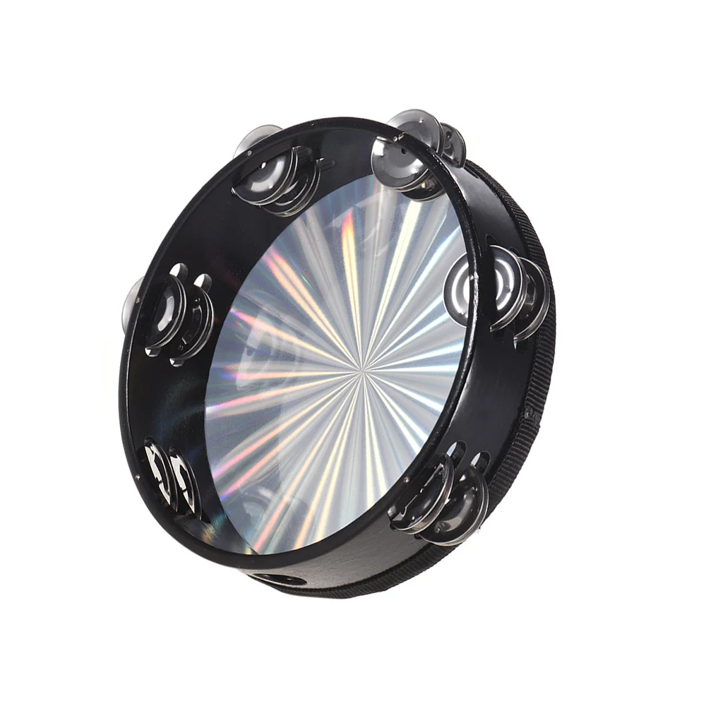 8 بوصة خشبية مشعة الدف Handbell طبلة يدوية مع صف مزدوج الأناشيد عاكس طبل رئيس آلة قرع موسيقية #2