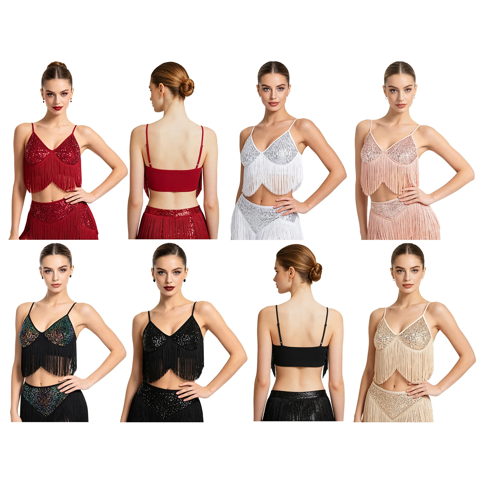 Women Latin Dance Glitter Sequ - огляд і ціна Tassel Fringe Trim