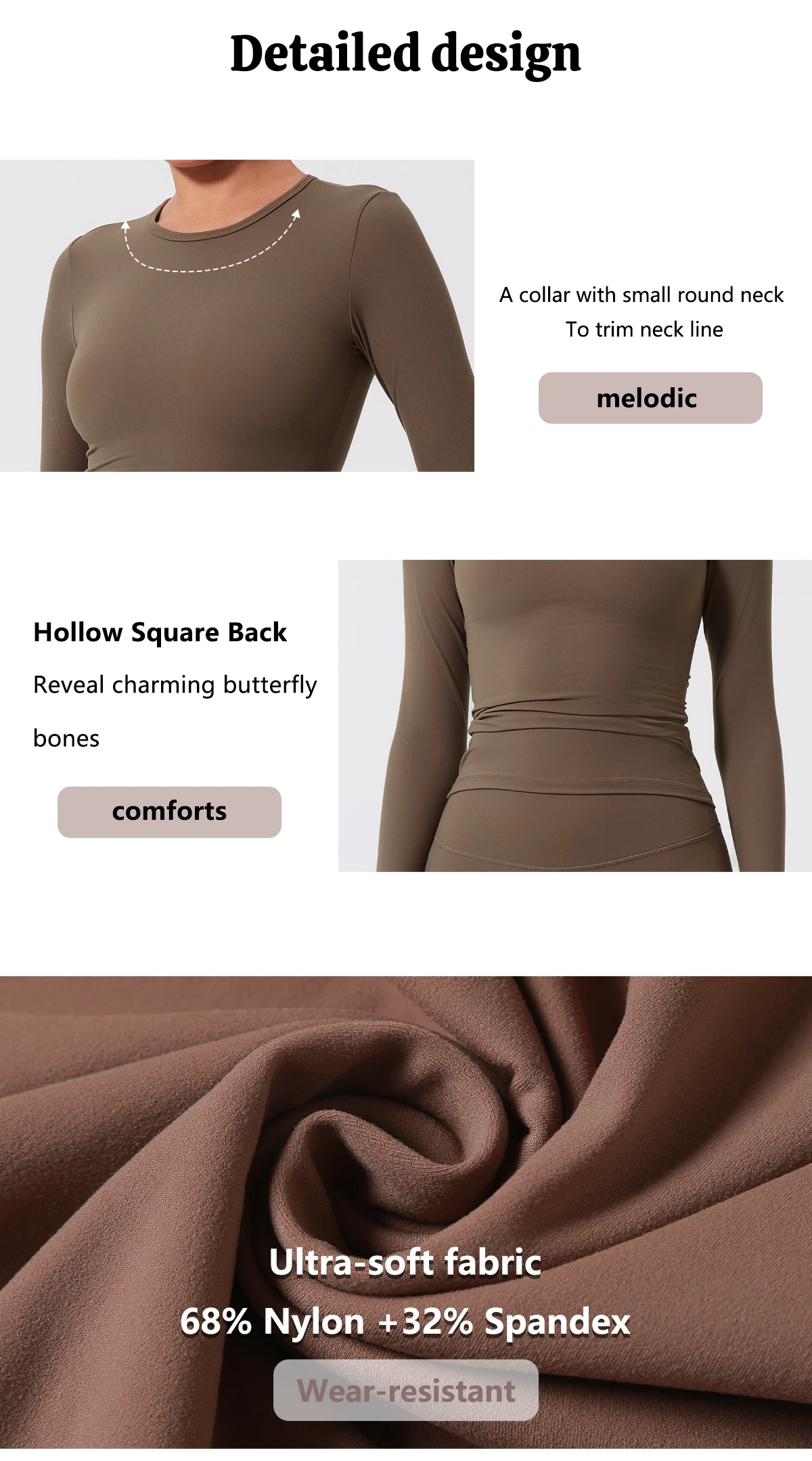 Neue Sommer-Sport-Langarmshirts für Damen, lässiges Outdoor-Oberteil, Fitnesskleidung, T-Shirt, Yoga-Shirt, Push-Up-Workout-Kleidung – Detail 3