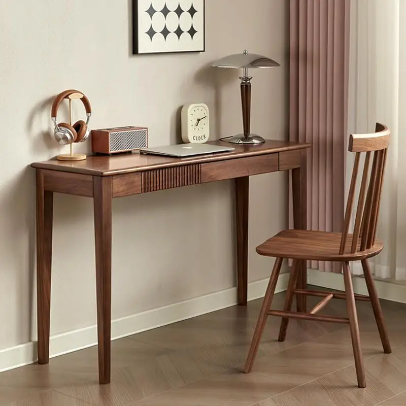 

North American black walnut desk very narrow long table small apartment against the wall writing table dresser home study comput