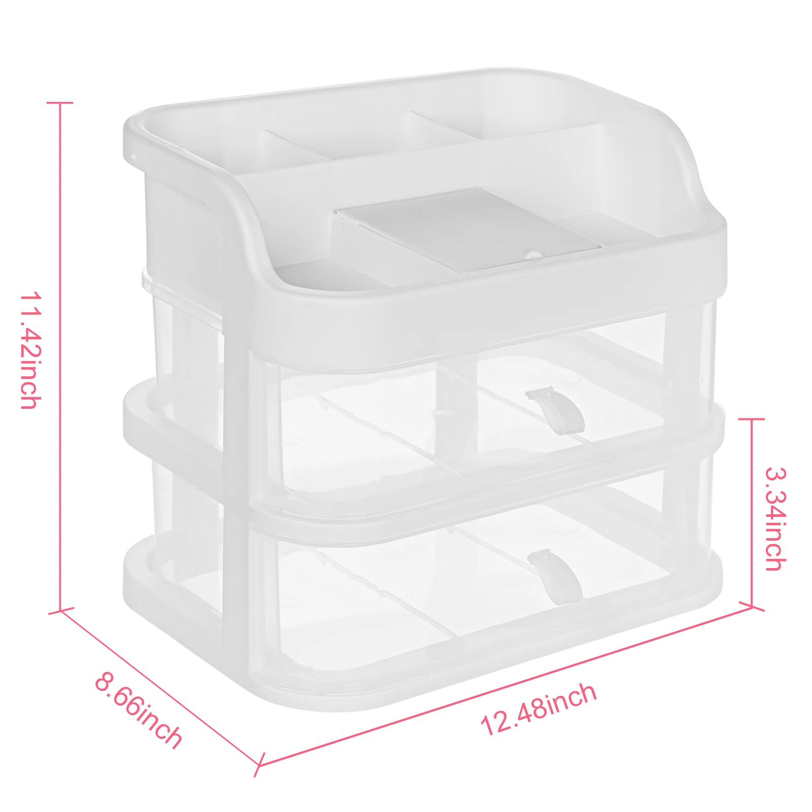 منظم مكياج شفاف، طبقة واحدة/2-طبقة كبيرة لعرض مستحضرات التجميل، صندوق تخزين، حامل فرشاة، حقيبة تخزين المجوهرات