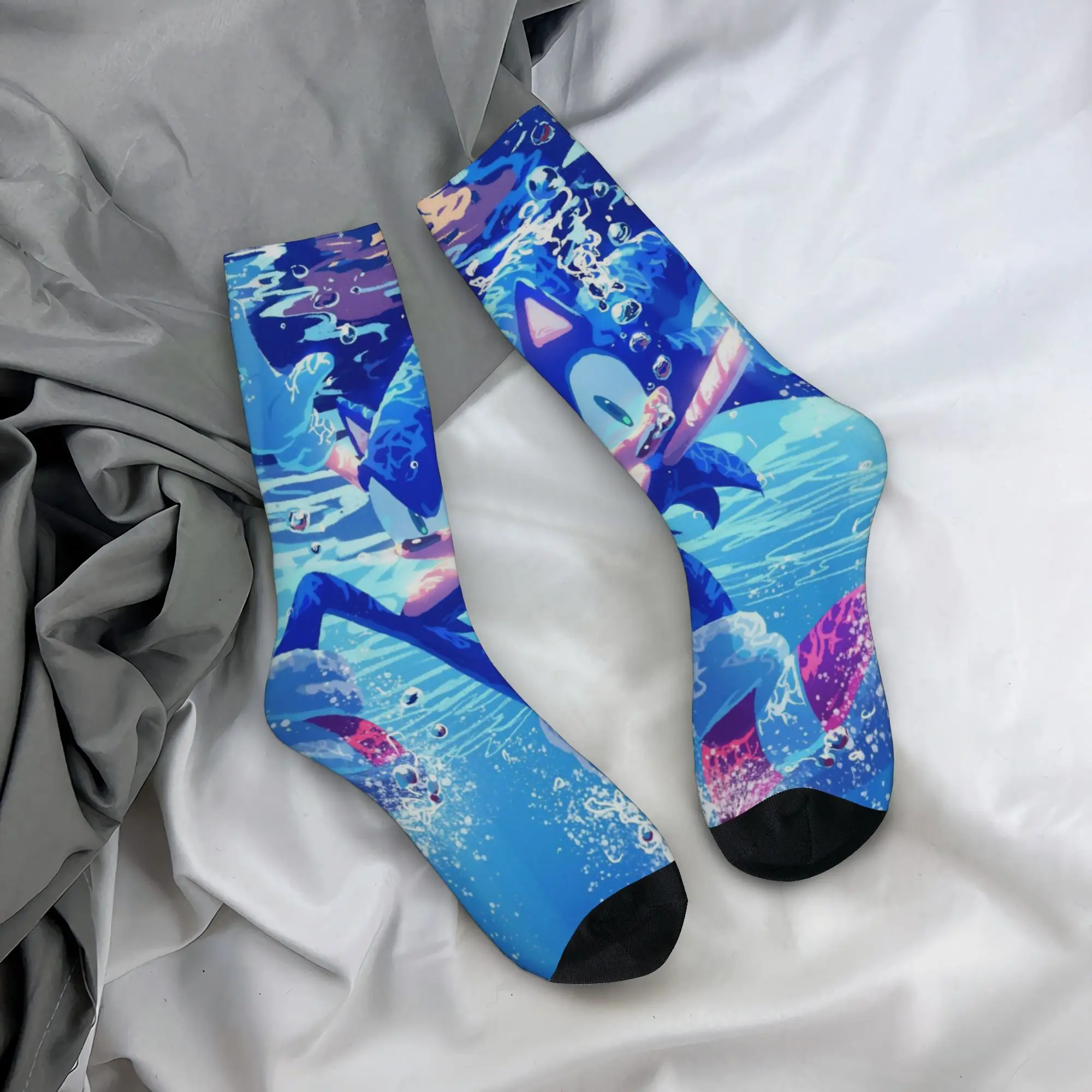 Retro S-Shadow The Hedgehogs Basketball Socks Long Socks for Women Men Breathable